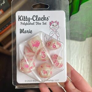 Marie Kitty Clacks Polyhedral Dice Set 💗 (standard RPG set)